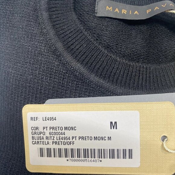 NEW MARIA PAVAN Women's Sequin Braided Soft Sweater Black Size M Long Sleeve - Picture 13 of 13